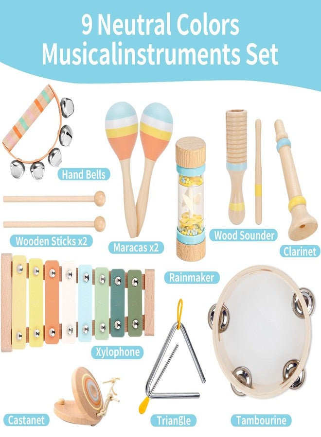 ZJEFUNS Baby Musical Instruments Set Wooden Montessori Toys for Toddlers 1-3 Percussion Instruments Set Modern Boho Music Toys for Kids Preschool Educational. - Image 2